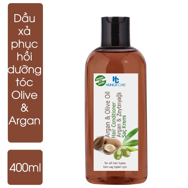 Dầu Xả Phục Hồi Và Bảo Vệ Tóc Chiết Xuất Tinh Dầu Olive Và Argan HUNCA (400ml)