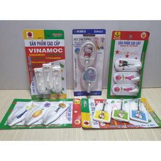 Móc dán tường có đinh đóng, nhiều kiểu dáng, nhiều màu (3 cái/1 vĩ) _ Đồ gia dụng Hoàng Kim
