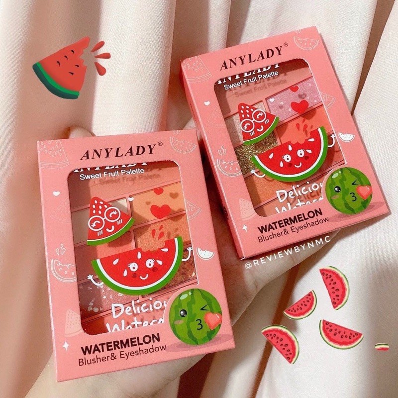 PHẤN MẮT KÈM PHẤN MÁ DƯA HẤU ANYLADY DELICIOUS WATERMELON Eyeshadow &amp; blush