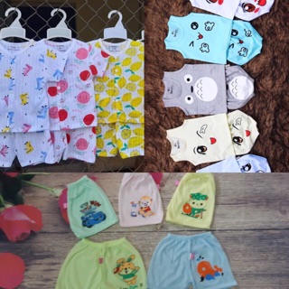 Combo 5 bộ cotton giấy,5 bộ ba lỗ,10 quần cộc cho bé