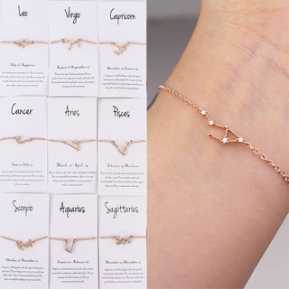  Vòng Tay Hợp Kim Thiết Kế Mặt Dây Kiểu Dáng Chòm Sao 12 Cung Hoàng Đạo Thời Trang