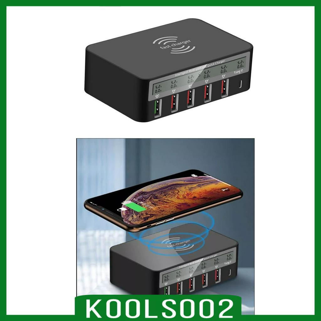 Trạm Sạc 5 Cổng USB 3.0 Type C Qi 5 Cổng QC Cho iPhone iPad EU