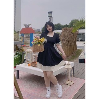 [Thanh Lý] D33 - Đầm Bigsize đen xòe viền trắng