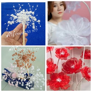 Chùm dây hạt cườm làm nhụy hoa voan khổng lồ