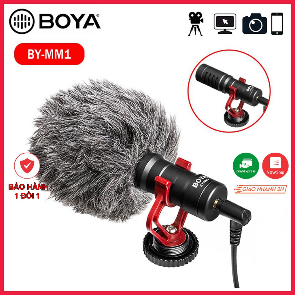 Micro Boya BY-MM1 thu âm cao cấp cho máy ảnh DSLR, action camera, và điện thoại Ios, android - Hàng Chính Hãng
