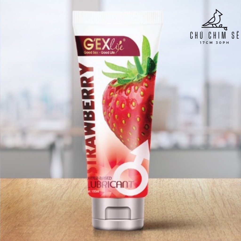 Gel bôi trơn Gexlife Strawber mùi dâu, Gel Massage Body Dầu Bôi Trơn Gốc Nước 100ml- Chú Chim Sẽ