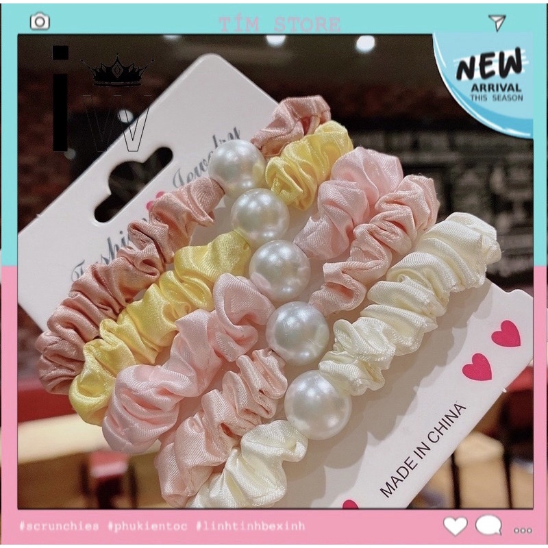 Set cột tóc thun dễ thương gắn charm thú nhiều mẫu TIMSTORE phụ kiện buộc tóc scrunchies cho bé