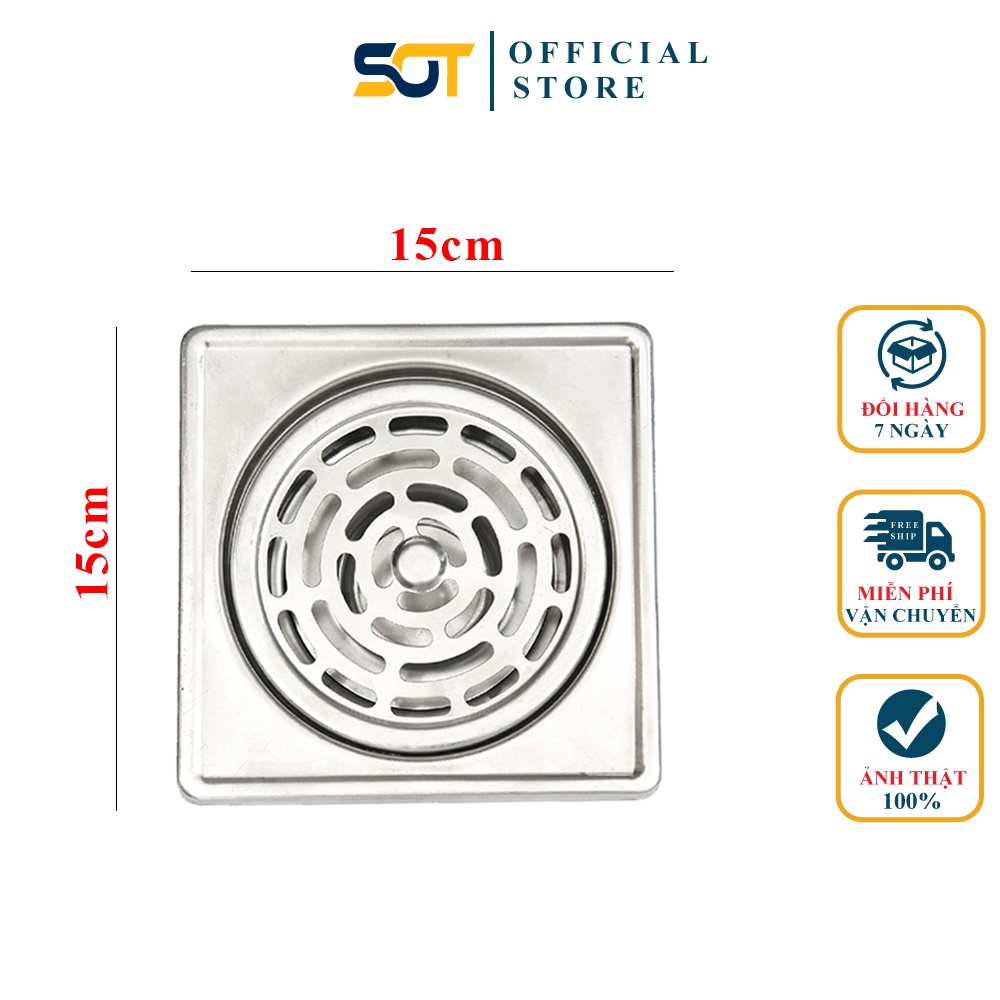 Hố ga thoát sàn inox 201 kích thước 15x15cm mặt tròn hàng chất lượng