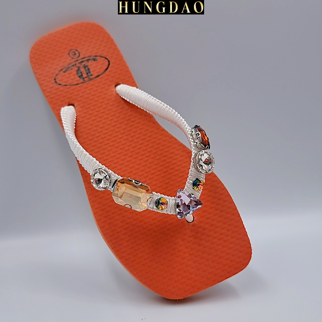 Dép đính đá nữ mũi vuông HD đính hạt đá xịn thời trang có đế chống trơn trượt đủ size nhiều màu