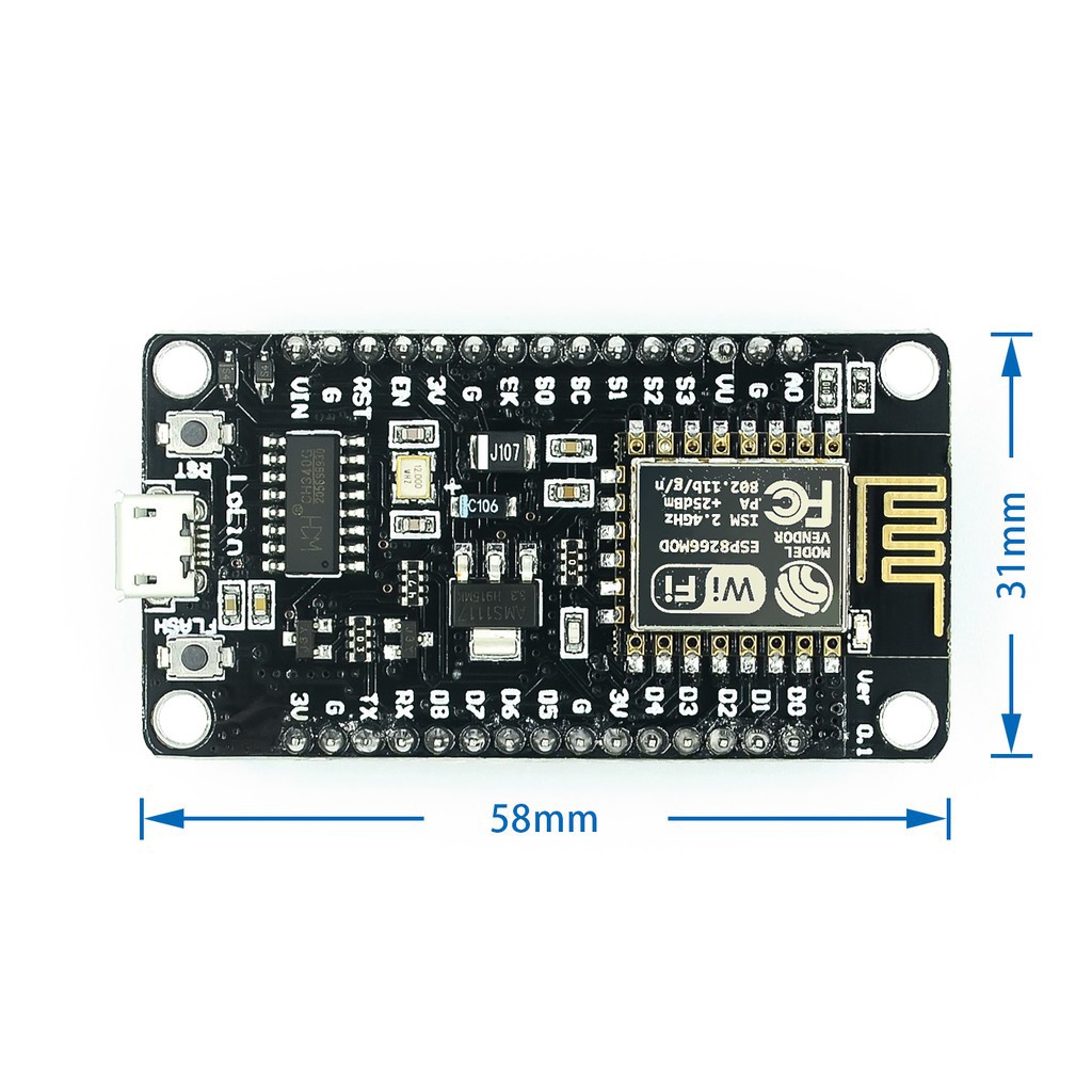 Kít RF thu phát wifi ESP8266 NodeMCU Lua V3 CH340 bảo hành 6 tháng