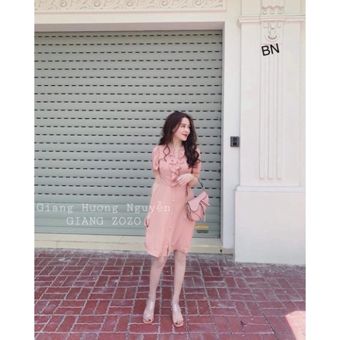 Váy Bèo Ngực Phối Ren Màu Hường Kèm Video Ảnh thật