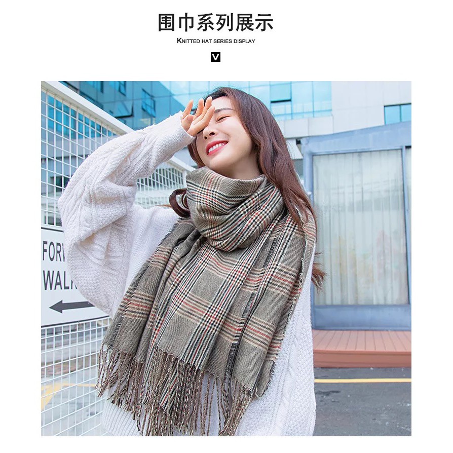 Khăn len kẻ phong cách Hàn Quốc KTB07