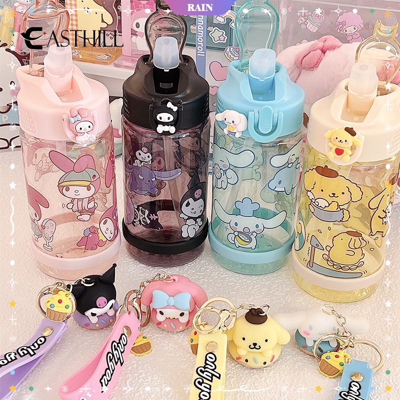 SANRIO Bình Nước 500ML Hình Cinnamoroll My Melody Pom Pom Có Nắp Và Ống Hút Trực Tiếp