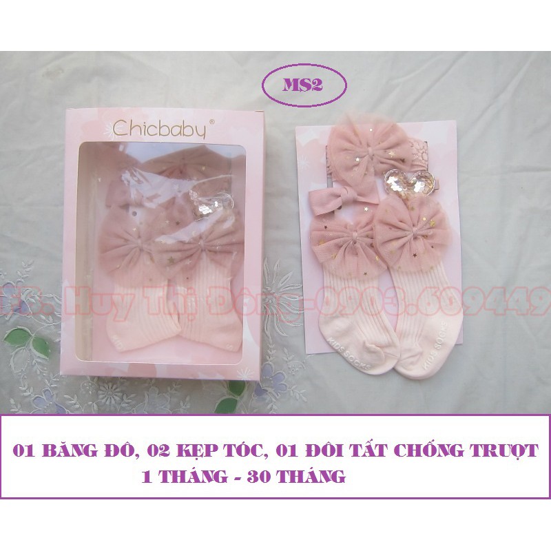 SET KẸP TÓC+BĂNG ĐÔ+TẤT CHIC BABY CHO BÉ