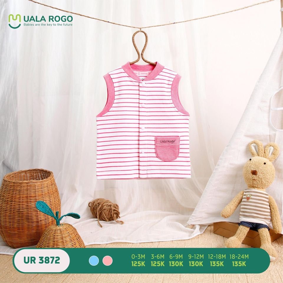 Áo Gile cho bé trai bé gái Uala rogo 0-9 tháng vải cotton nỉ ấm áp thoáng mềm 3872