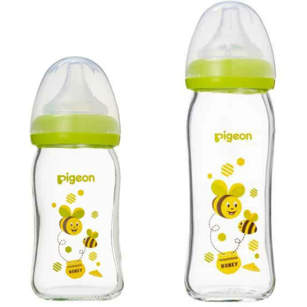 Bình sữa thủy tinh cổ rộng Pigeon Plus 160ml/240ml