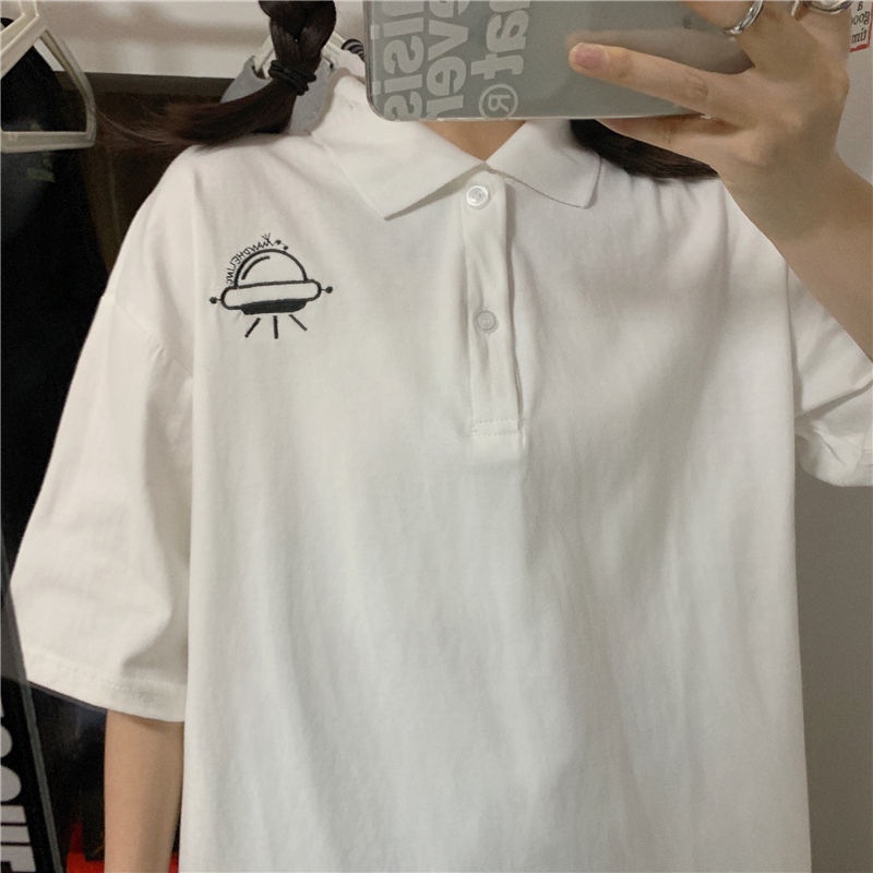 Áo Thun Form Rộng Cổ Trụ Unisex Nữ In Ảnh Đĩa Bay Trưởng Thành, Hóm Hỉnh Siêu Dễ Thương Chất Cotton Mềm Mịn Mát TTQ0087