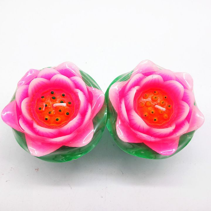 ĐÈN CẦY HOA SEN CÓ ĐẾ BẰNG LÁ KÍCH THƯỚC 6X7CM