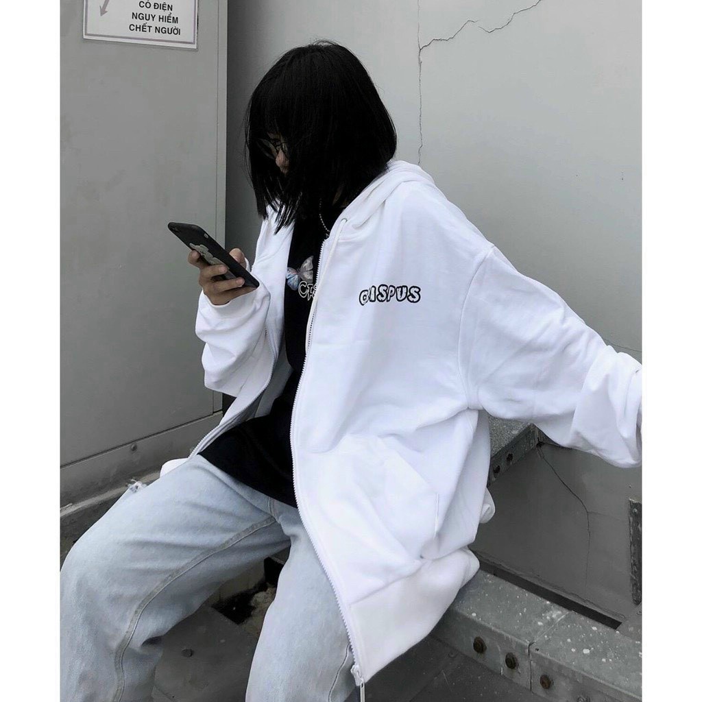 Áo khoác nữ in hình CRISPUS chất nỉ khoá kéo cotton trần bông 2 lớp form hoodie siêu rộng Unisex nam nữ
