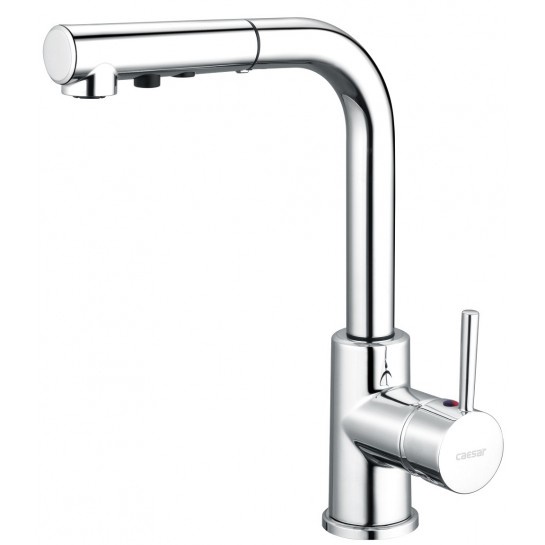 Vòi rửa bát (chén) nóng lạnh gắn chậu có dây rút cổ cao 319 mm - Caesar K915C