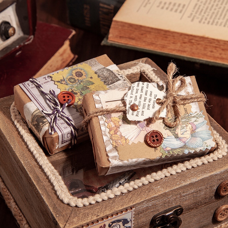 50 Giấy màu họa tiết cổ tích vintage phong cách cổ điển trang trí sổ tay DIY