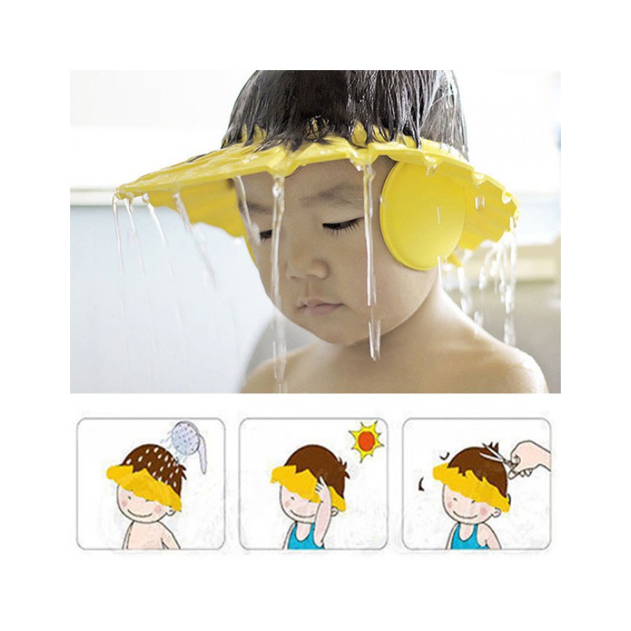 Mũ tắm gội đầu chắn nước cho bé, nón đội đầu khi tắm bảo vệ tai có thể điều chỉnh vòng đầu