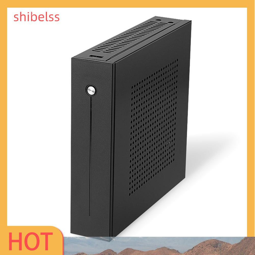 Shibelss E-T3 Mini-ITX Case Ultra Slim SECC Computer PC Chassis Support Wall Mount
