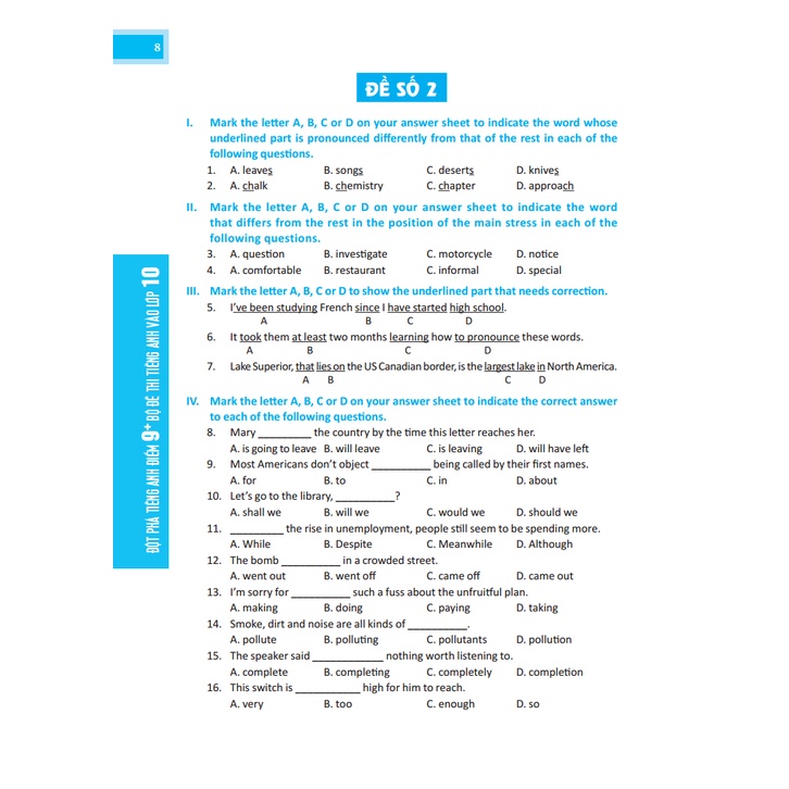 Sách- Đột phá tiếng Anh điểm 9+ Bộ đề thi tiếng Anh vào lớp 10 - Có đáp án