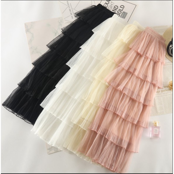 Chân Váy Ren Tua Rua Nhiều Tầng Kiểu Hàn Quốc - Chân Váy Dài 6 tầng - mã 0026 | BigBuy360 - bigbuy360.vn