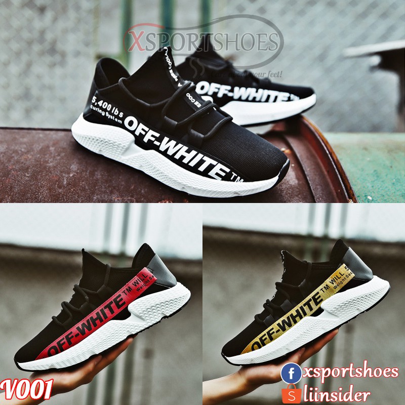 Giày nam OFF WHITE V001 - Giày sneaker nam màu đen trắng, đen đỏ, đen vàng