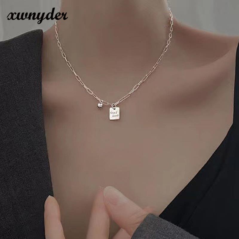 Vòng cổ Bạc Mặt Vuông Nhỏ Đơn Giản Thời Trang Cho Nữ