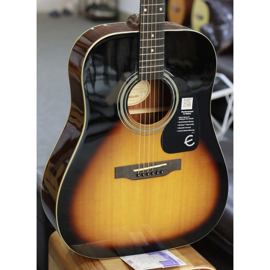 Đàn Guitar Acoustic Epiphone DR-100 Vintage Sunburst+ Tặng bao mỏng +capo + pic + ty chỉnh cần