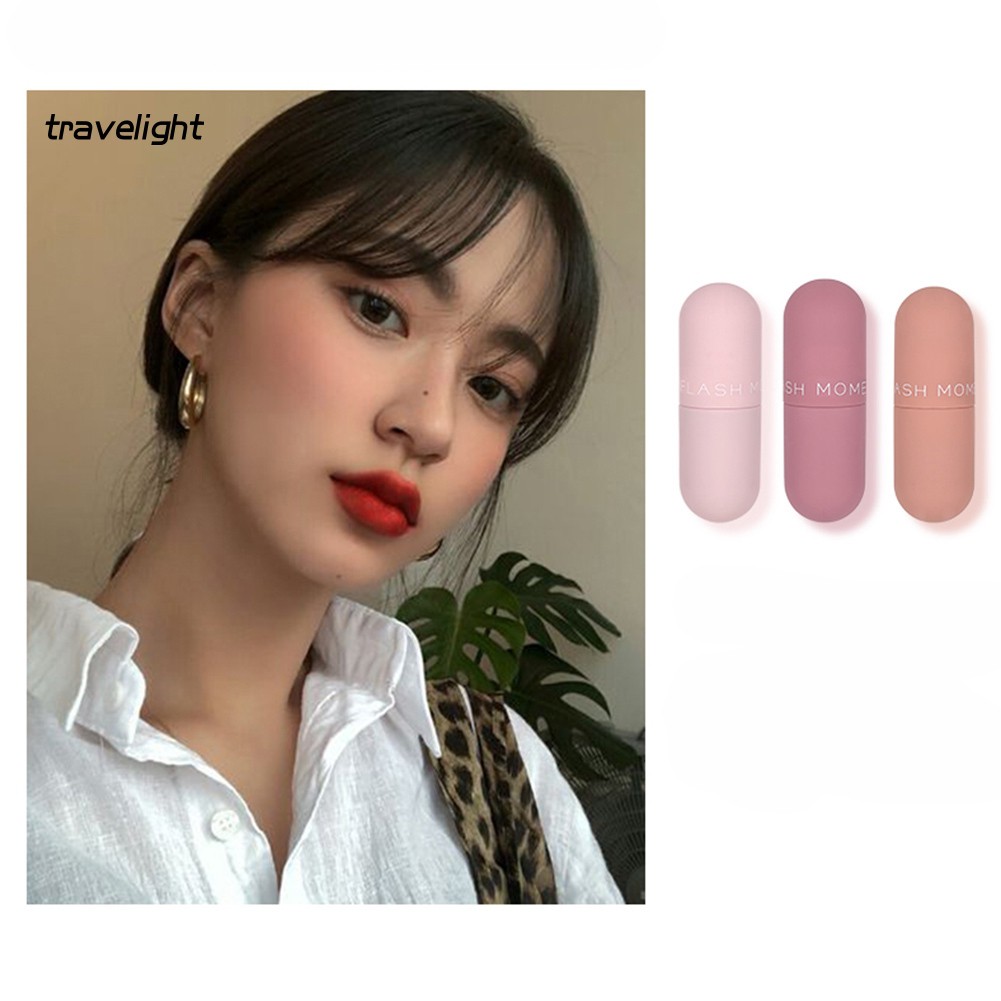 Set 3 son nhung lì dạng lỏng thiết kế vỏ hình viên thuốc mini dễ thương | BigBuy360 - bigbuy360.vn