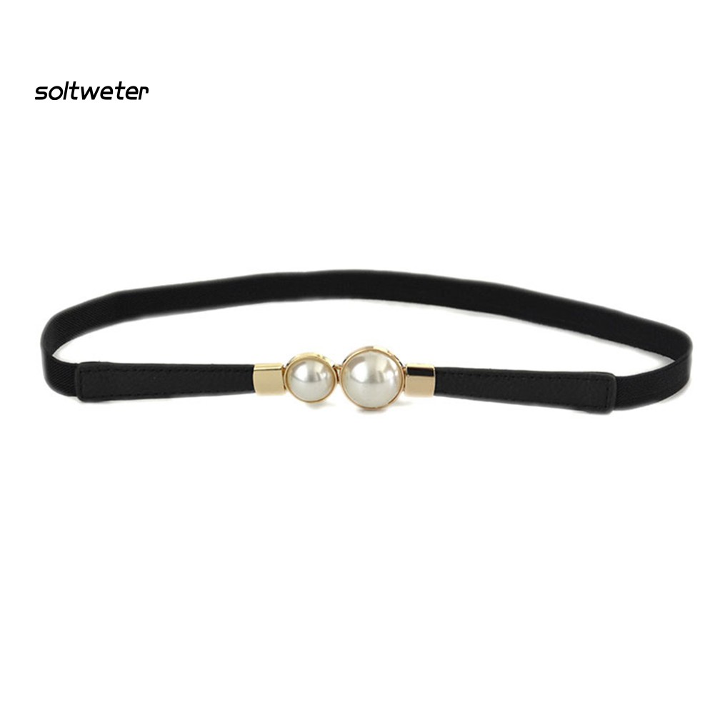 Thắt lưng thời trang nữ co giãn đính ngọc trai giả