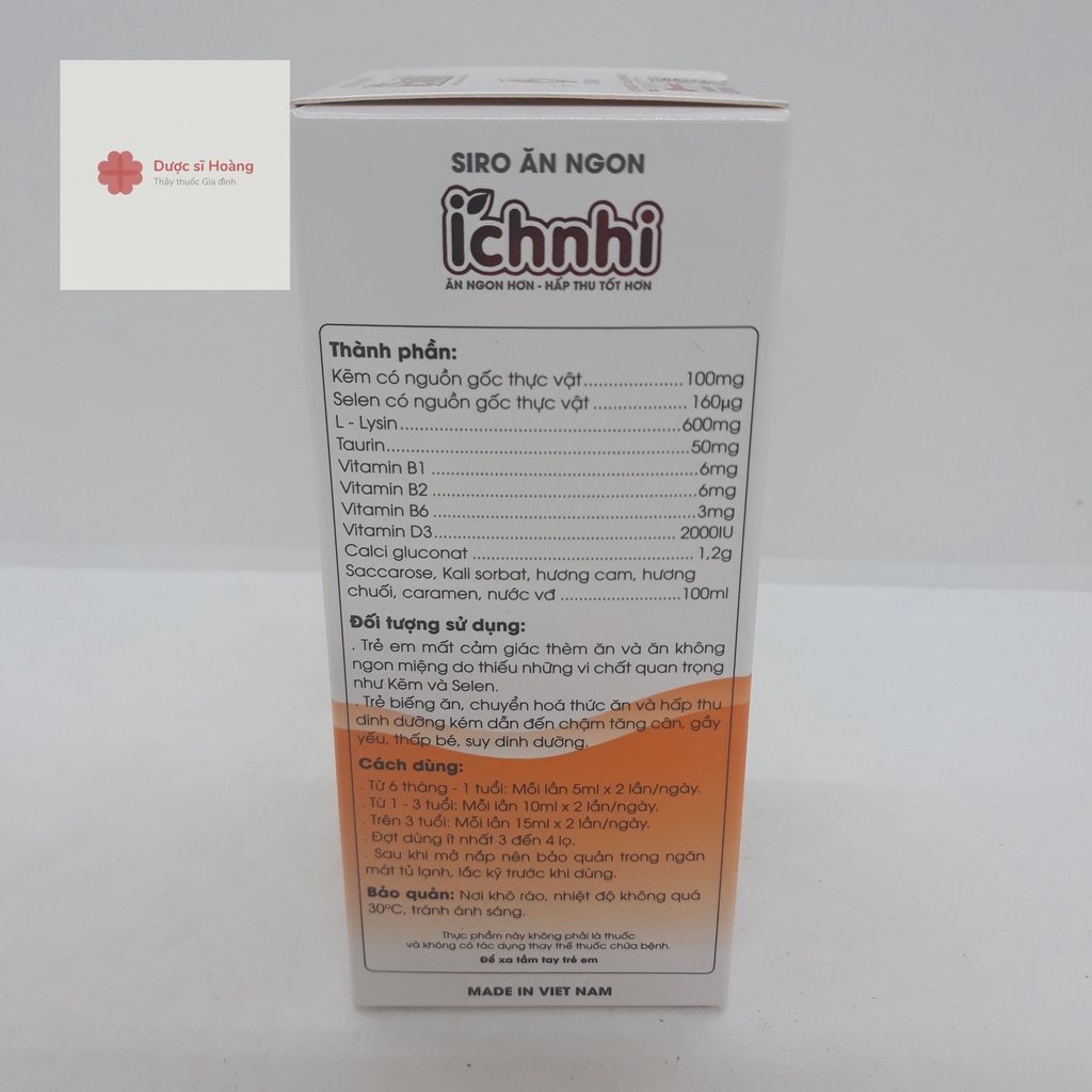 Siro Ăn Ngon ÍCH NHI PLUS - Chuyên Biệt Cho Trẻ Biếng Ăn - Bé Ăn Ngon Hơn, Hấp Thu Tốt Hơn