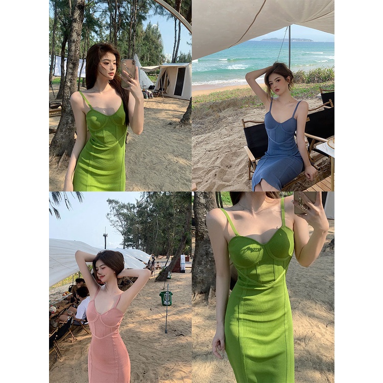 Cocory vn Đầm Maxi Hai Dây Ôm Dáng Gợi Cảm Cho Nữ