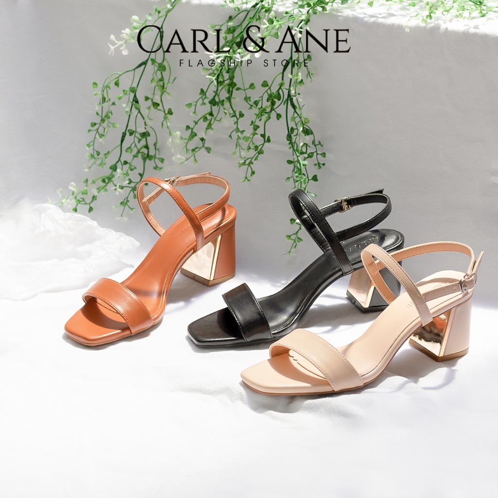 Carl &amp; Ane - Giày sandal mũi vuông cao 7cm màu hồng đậm _ CS005