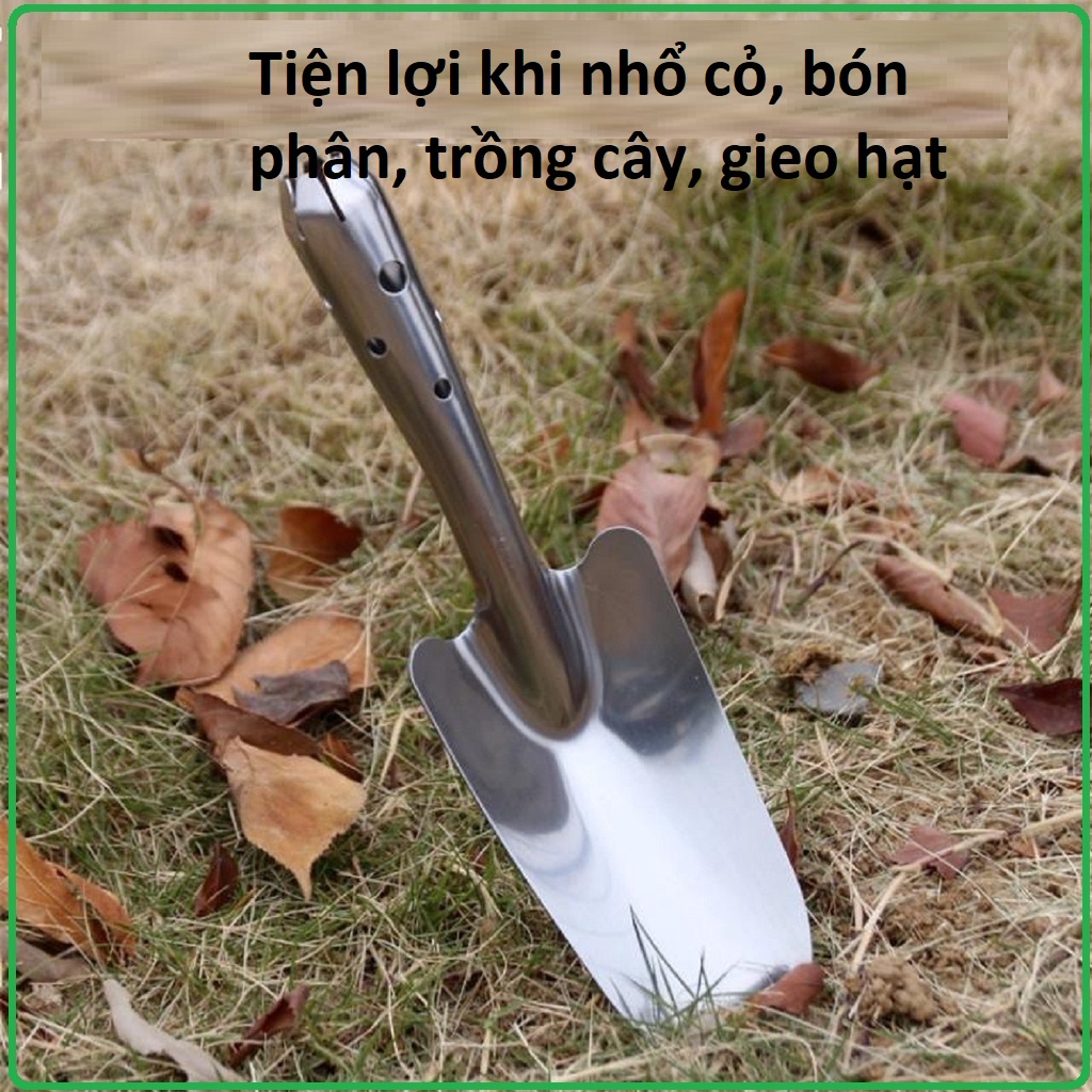 Xẻng làm vườn inox (sắc, bền, chắc chắn)