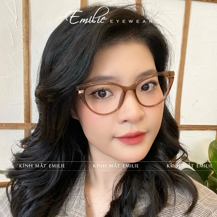 Gọng kính mắt mèo nhựa dẻo cao cấp càng lò xo Kính mắt Emilie phụ kiện thời trang 87025