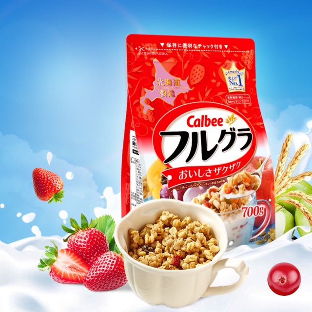 Ngũ cốc Calbee Nhật Bản màu đỏ