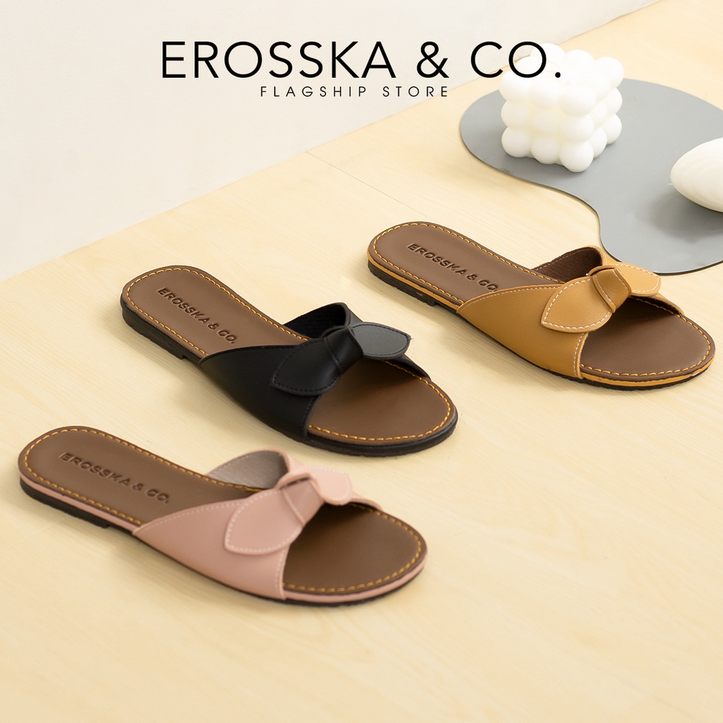 Erosska - Dép đi biển thời trang Erosska 2022 quai ngang đính nơ DE057
