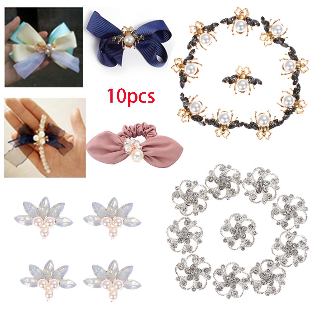 10 Nút may vá thủ công hình con ong/hoa đính ngọc trai xinh xắn dùng làm phụ kiện trang trí đám cưới/quần áo