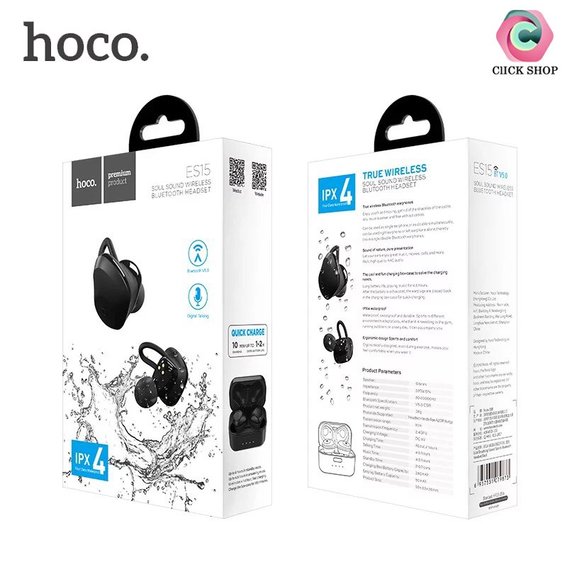 Tai nghe bluetooth True Wireless Hoco ES15- Tai nghe hoco es15 chống nước IPX4