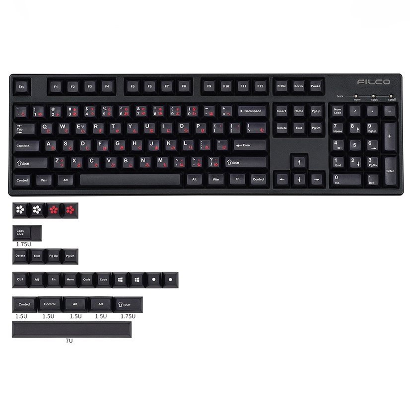 Keycap DSA Red Japan font, nhựa PBT in chìm, 129 nút bàn phím cơ KBDfans