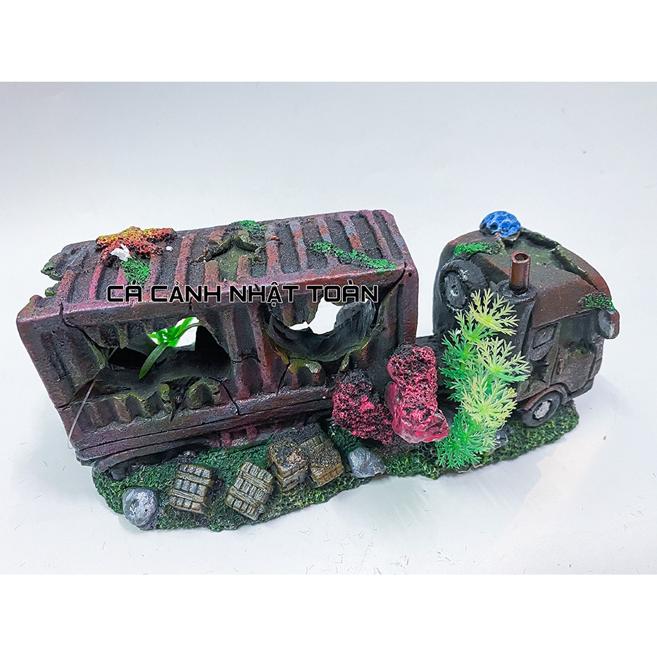 MÔ HÌNH XE TẢI TRANG TRÍ BỂ CÁ, TIỂU CẢNH NON BỘ 21X7X11CM