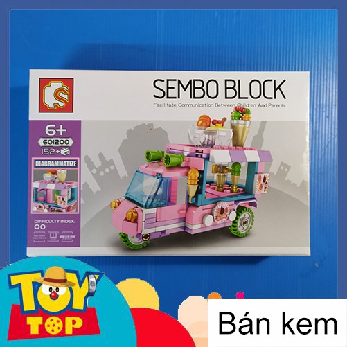 [Một hộp] ghép Sembo Block 601200 ~ 601203 lắp ráp xếp hình xe hàng bán dạo, cửa hàng lưu động