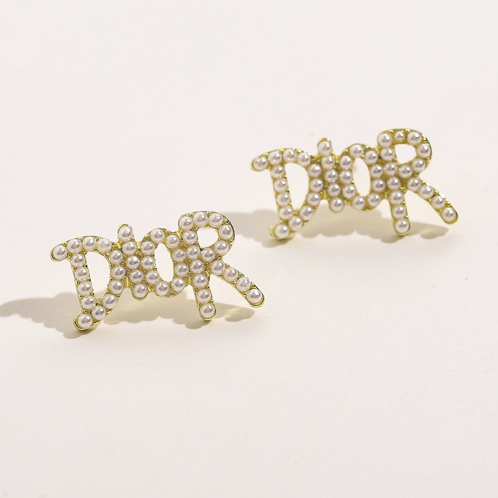 Khuyên Tai Tròn Bằng Thép Titan In Logo Dior Thời Trang Cho Nữ