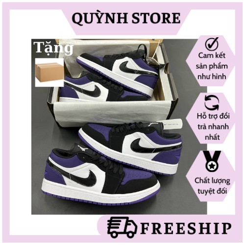 (FREESHIP+ẢNH THẬT 1,1) Giày tím đen trắng SC - Jordan 1 low - sneaker cổ thấp