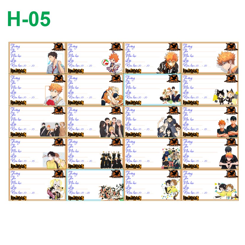 Nhãn vở anime Haikyuu!
