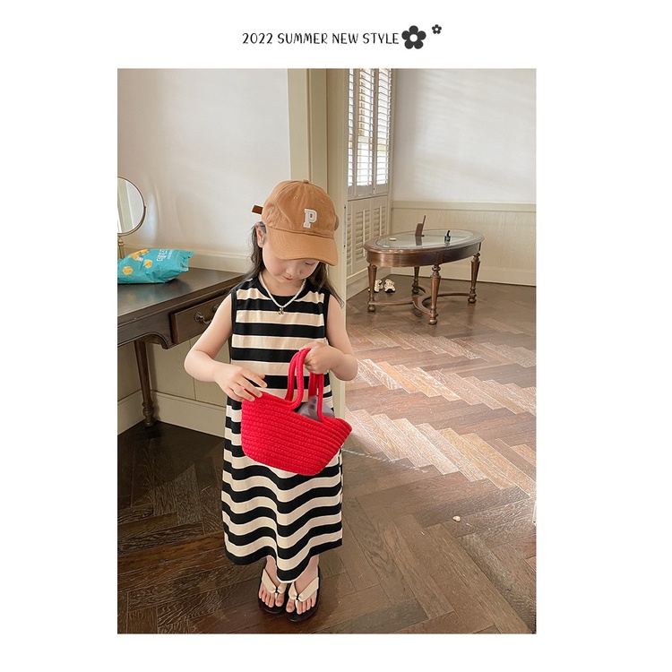 Váy sát nách kẻ đen trắng cho bé gái cực xinh B73-21239